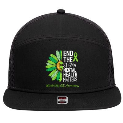 End The Stigma Mental Health Matters Awareness Brain Illness  7 Panel Mesh Trucker Snapback Hat