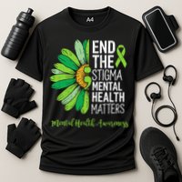 End The Stigma Mental Health Matters Awareness Brain Illness  Cooling Performance Crew T-Shirt
