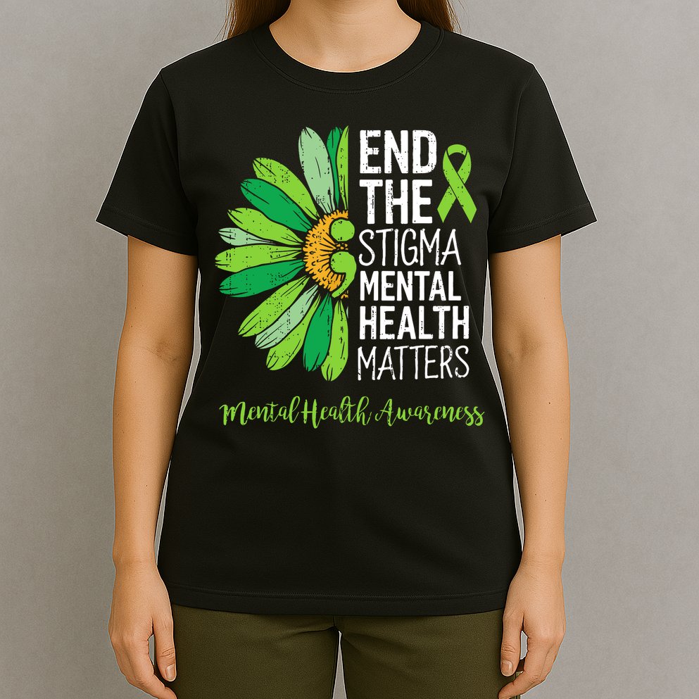 End The Stigma Mental Health Matters Awareness Brain Illness  T-Shirt