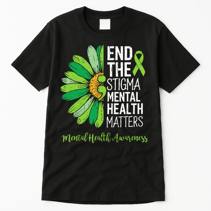 End The Stigma Mental Health Matters Awareness Brain Illness  Tall T-Shirt