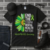 End The Stigma Mental Health Matters Awareness Brain Illness  Tall T-Shirt