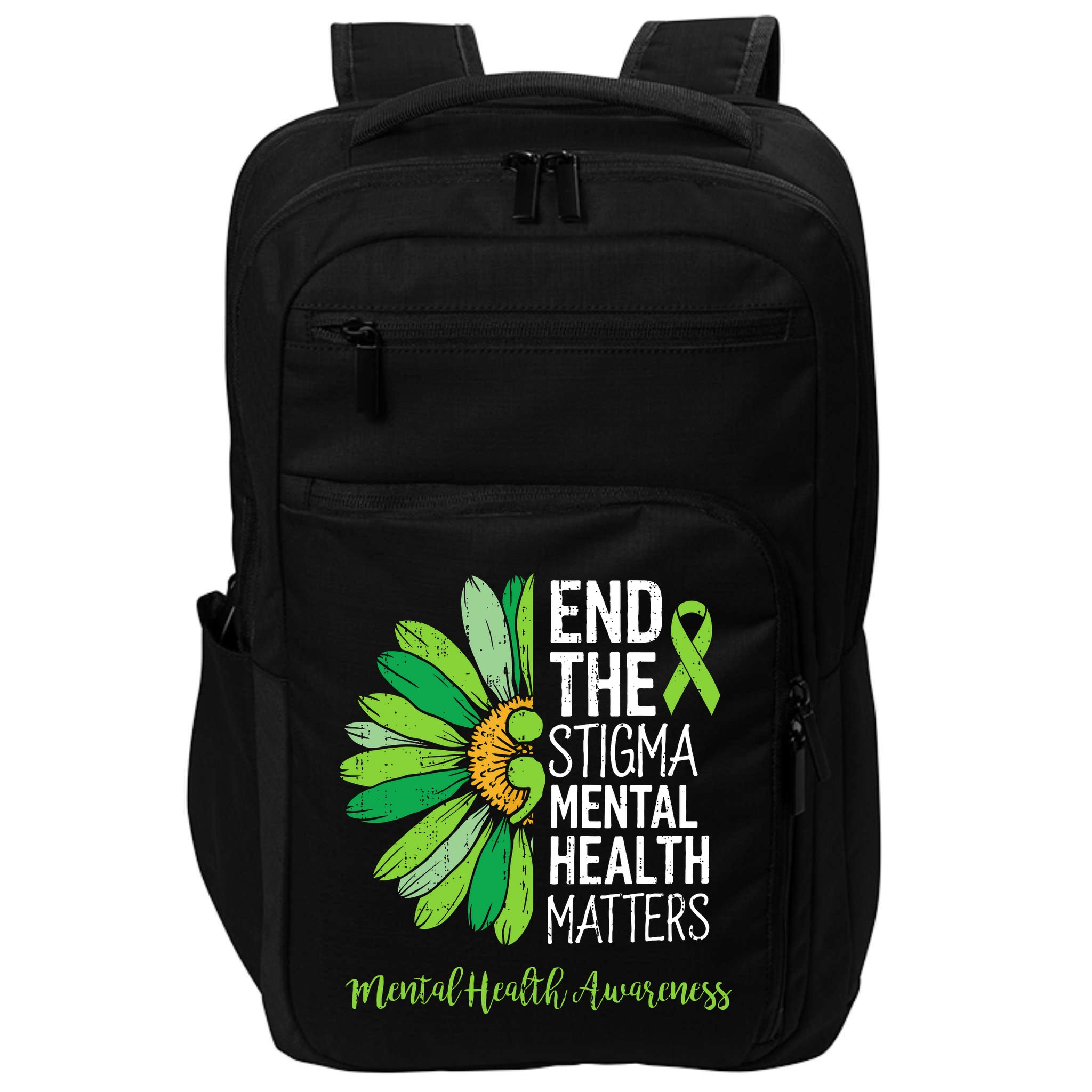 End The Stigma Mental Health Matters Awareness Brain Illness  Impact Tech Backpack