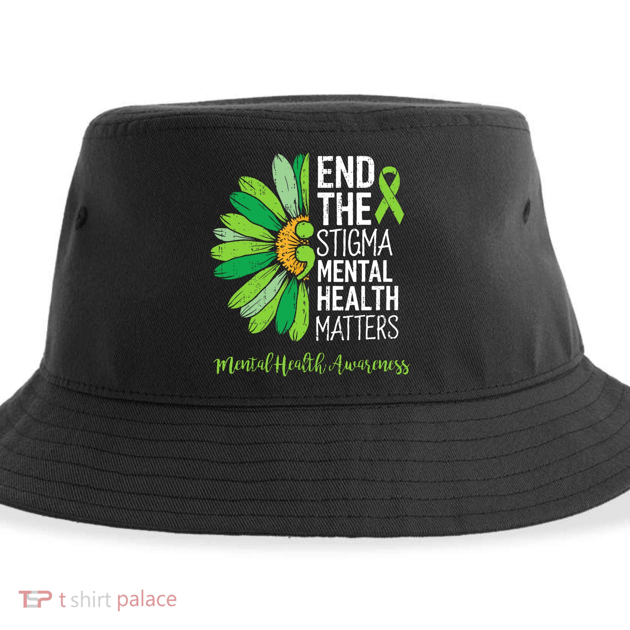 End The Stigma Mental Health Matters Awareness Brain Illness  Sustainable Bucket Hat