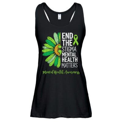 End The Stigma Mental Health Matters Awareness Brain Illness  Ladies Essential Flowy Tank