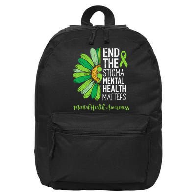 End The Stigma Mental Health Matters Awareness Brain Illness  16 in Basic Backpack