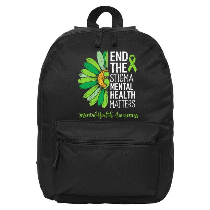 End The Stigma Mental Health Matters Awareness Brain Illness  16 in Basic Backpack