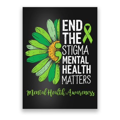 End The Stigma Mental Health Matters Awareness Brain Illness  Poster