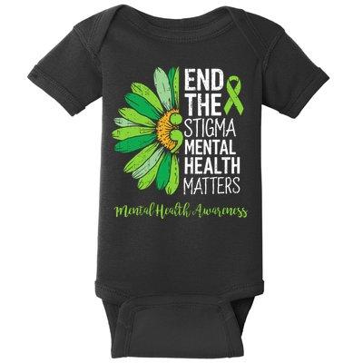 End The Stigma Mental Health Matters Awareness Brain Illness  Baby Bodysuit