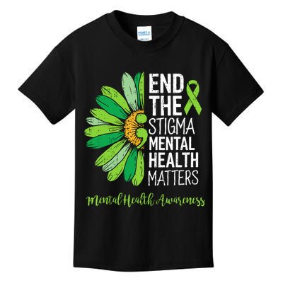 End The Stigma Mental Health Matters Awareness Brain Illness  Kids T-Shirt