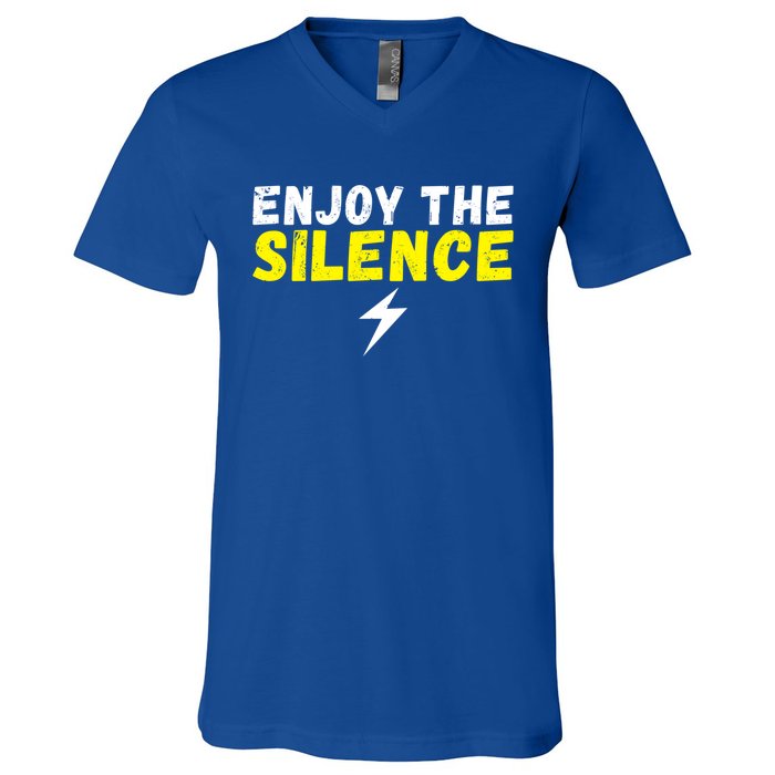 Enjoy The Silence Ev Electric Vehicle Funny Gift V-Neck T-Shirt