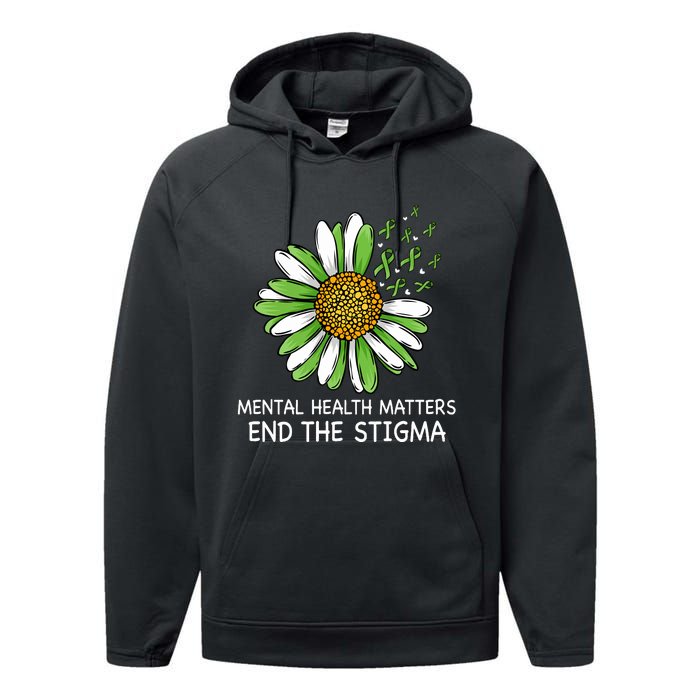 End The Stigma Mental Health Awareness Performance Fleece Hoodie