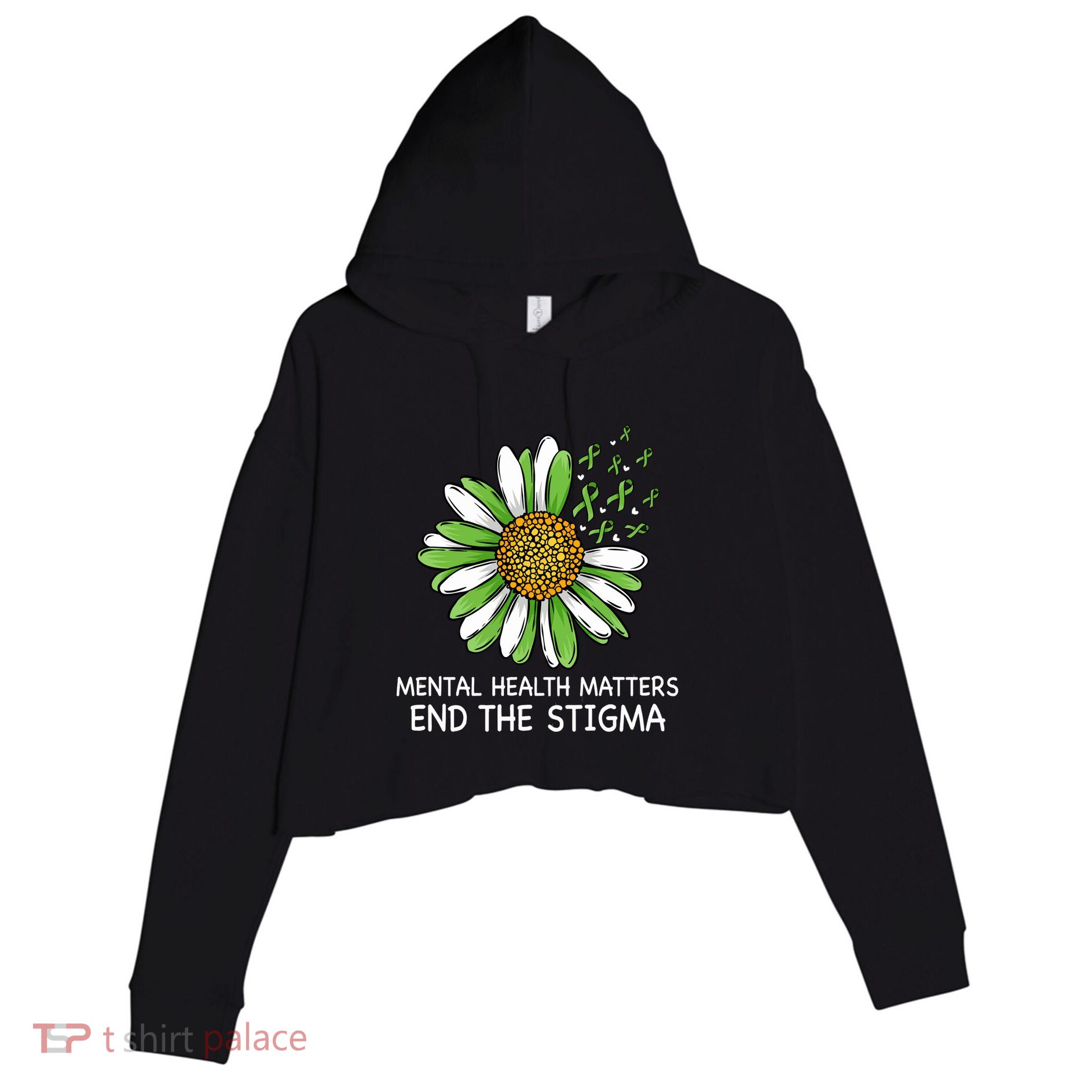End The Stigma Mental Health Awareness Crop Fleece Hoodie