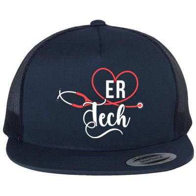 Er Tech Stethoscope Emergency Room Tech Gift Flat Bill Trucker Hat