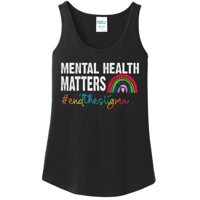 End The Stigma Mental Health Matters Awareness Rainbow Ladies Essential Tank