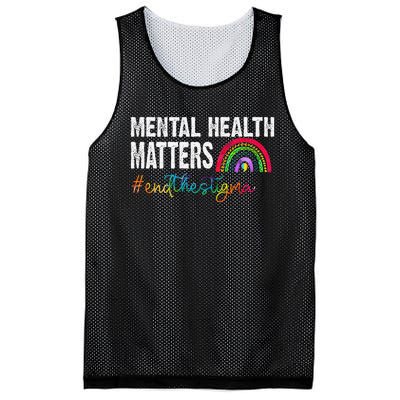 End The Stigma Mental Health Matters Awareness Rainbow Mesh Reversible Basketball Jersey Tank