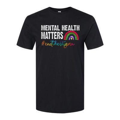 End The Stigma Mental Health Matters Awareness Rainbow Softstyle CVC T-Shirt