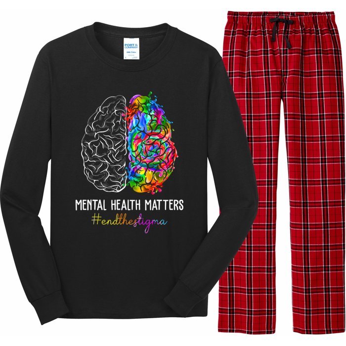 End The Stigma Mental Health Matters Mental Awareness Gifts Long Sleeve Pajama Set