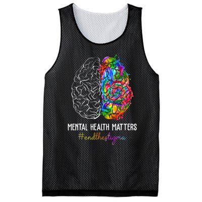 End The Stigma Mental Health Matters Mental Awareness Gifts Mesh Reversible Basketball Jersey Tank