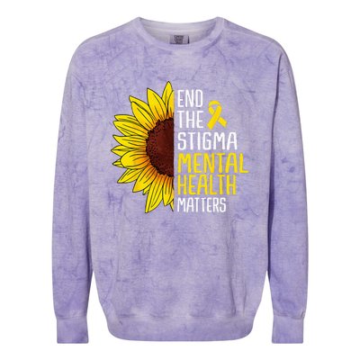 End The Stigma Mental Health Matters Mental Awareness Colorblast Crewneck Sweatshirt