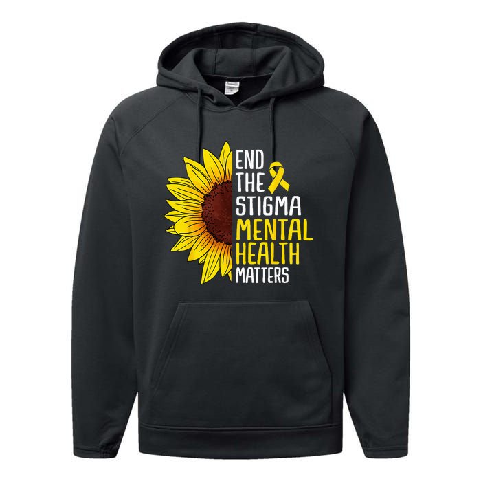 End The Stigma Mental Health Matters Mental Awareness Performance Fleece Hoodie