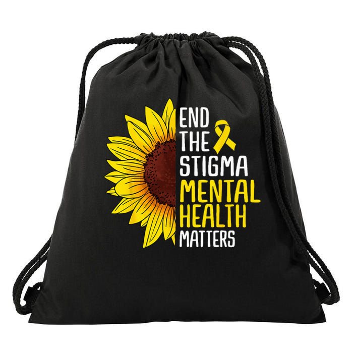 End The Stigma Mental Health Matters Mental Awareness Drawstring Bag