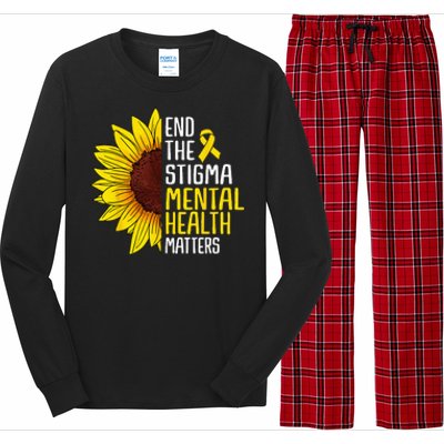 End The Stigma Mental Health Matters Mental Awareness Long Sleeve Pajama Set