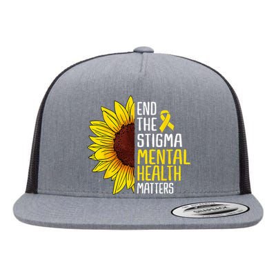 End The Stigma Mental Health Matters Mental Awareness Flat Bill Trucker Hat