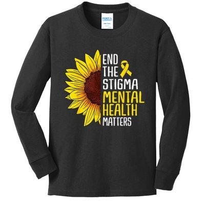 End The Stigma Mental Health Matters Mental Awareness Kids Long Sleeve Shirt