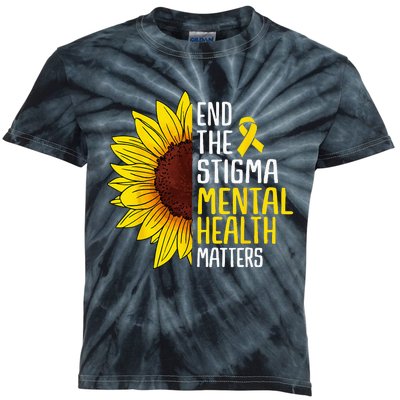 End The Stigma Mental Health Matters Mental Awareness Kids Tie-Dye T-Shirt