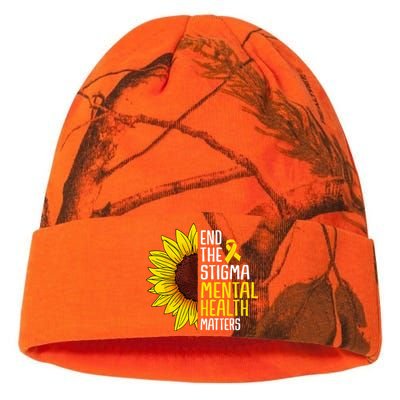 End The Stigma Mental Health Matters Mental Awareness Kati Licensed 12" Camo Beanie