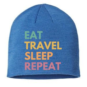 Eat Travel Sleep Repeat Great Gift Sustainable Beanie