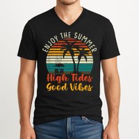 Enjoy The Summer High Tides Good Vibes V-Neck T-Shirt