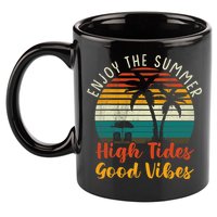 Enjoy The Summer High Tides Good Vibes 11oz C Handle Ceramic Mug