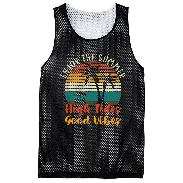 Enjoy The Summer High Tides Good Vibes Mesh Reversible Basketball Jersey Tank