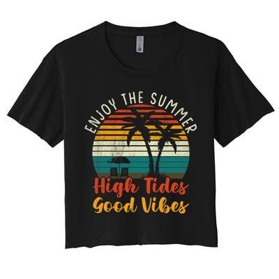 Enjoy The Summer High Tides Good Vibes Crop Top