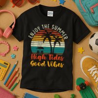 Enjoy The Summer High Tides Good Vibes Kids T-Shirt