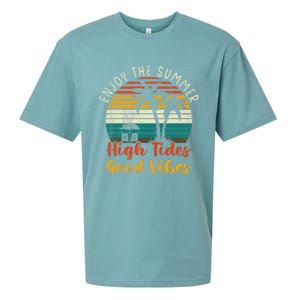 Enjoy The Summer High Tides Good Vibes Sueded Cloud Jersey T-Shirt