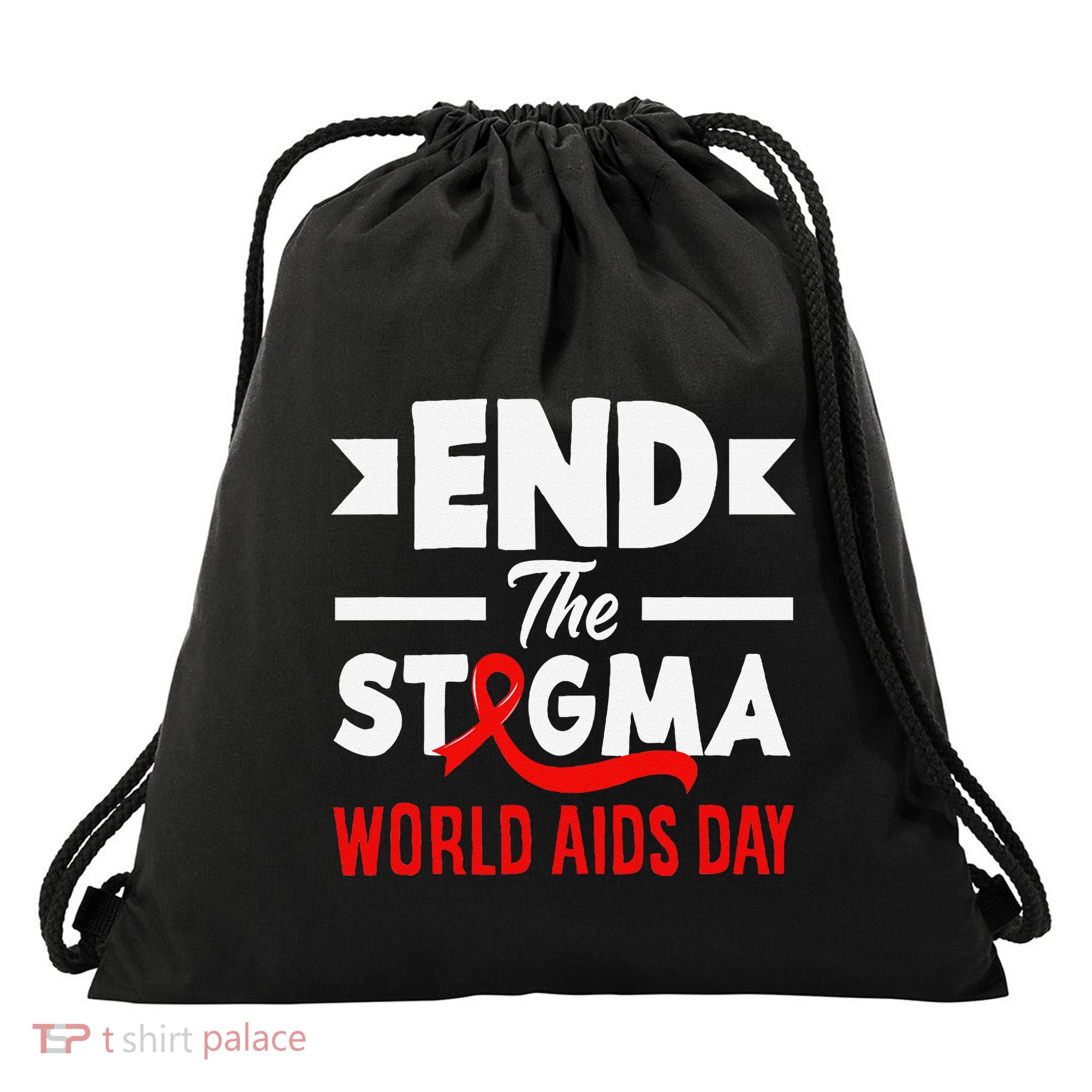 End The Stigma World Aids Day Hiv Aids Awareness Drawstring Bag