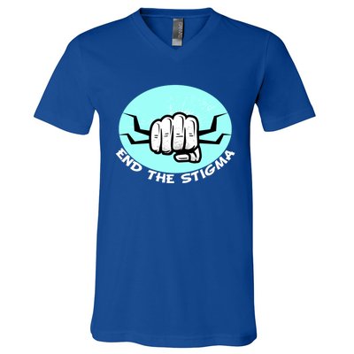 End The Stigma Funny Gift Sexual Assault Awareness Month April Gift V-Neck T-Shirt