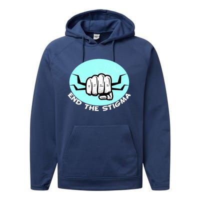 End The Stigma Funny Gift Sexual Assault Awareness Month April Gift Performance Fleece Hoodie