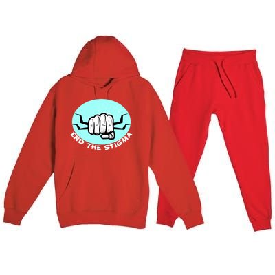 End The Stigma Funny Gift Sexual Assault Awareness Month April Gift Premium Hooded Sweatsuit Set