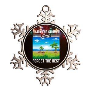 Enjoy The Summer And Forget The Rest I Summer Gift Metallic Star Ornament