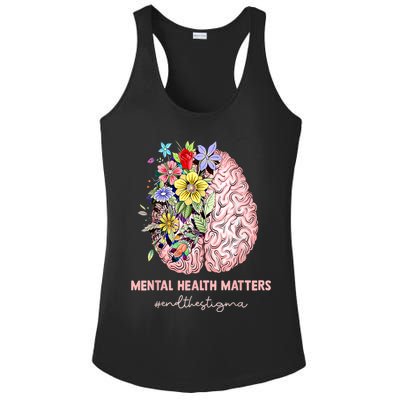 End The Stigma Mental Health Matters Mental Awareness Gift Ladies PosiCharge Competitor Racerback Tank