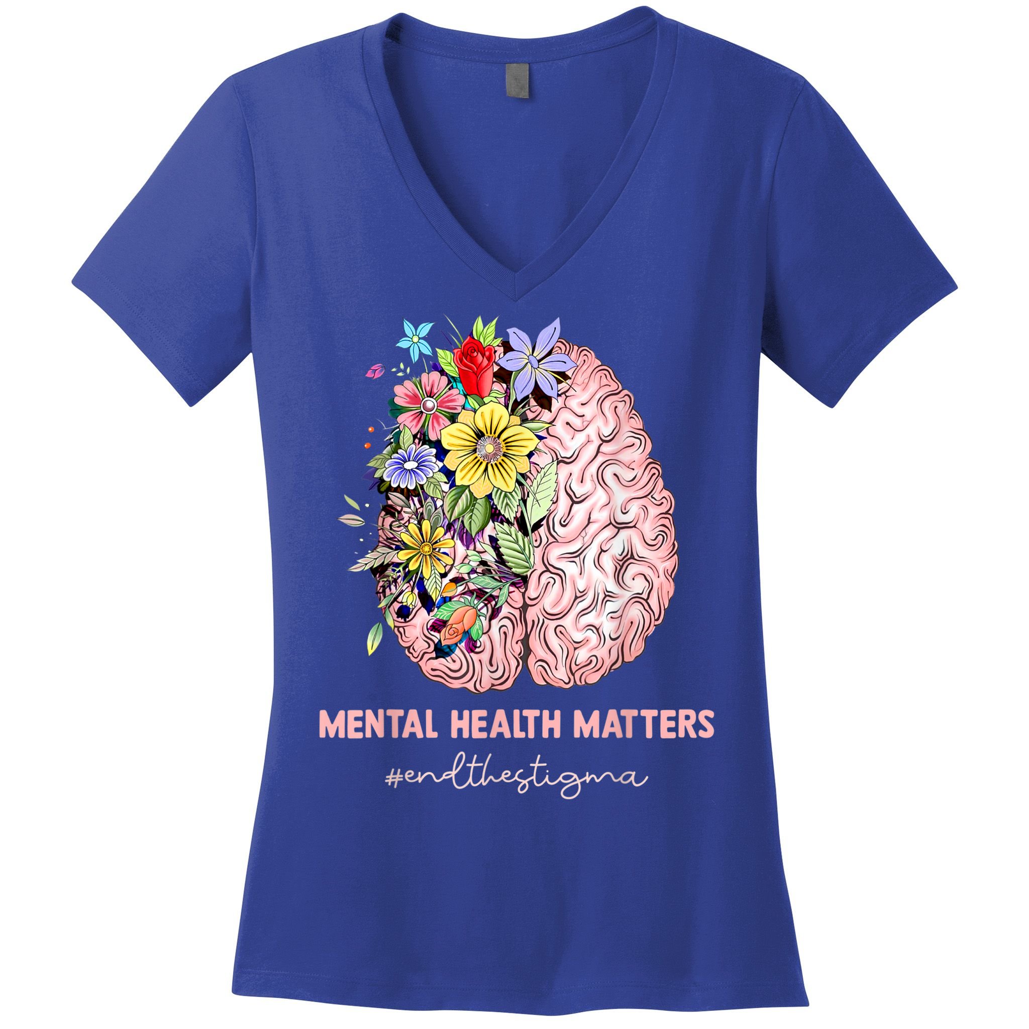 End The Stigma Mental Health Matters Mental Awareness Gift Women's V-Neck T-Shirt