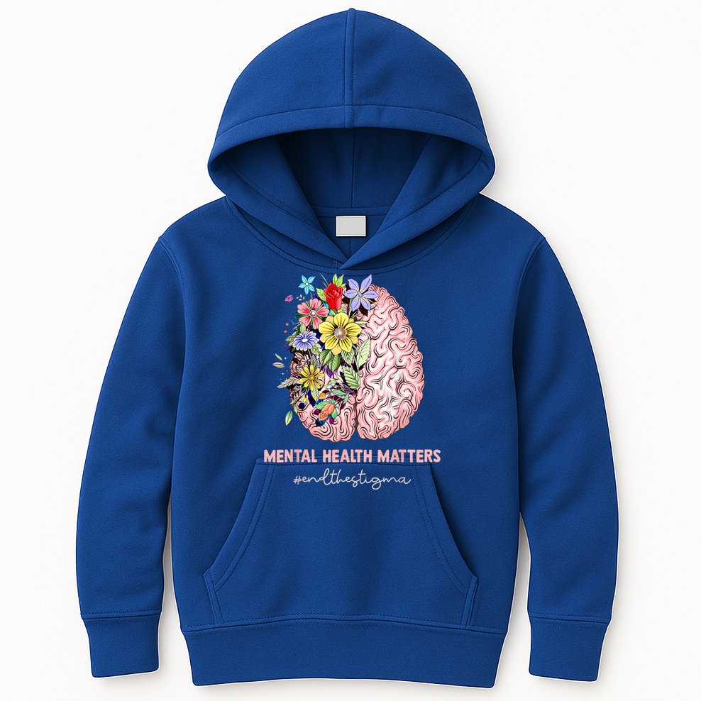 End The Stigma Mental Health Matters Mental Awareness Gift Kids Hoodie