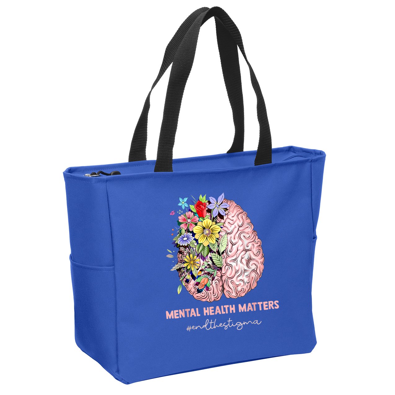 End The Stigma Mental Health Matters Mental Awareness Gift Zip Tote Bag