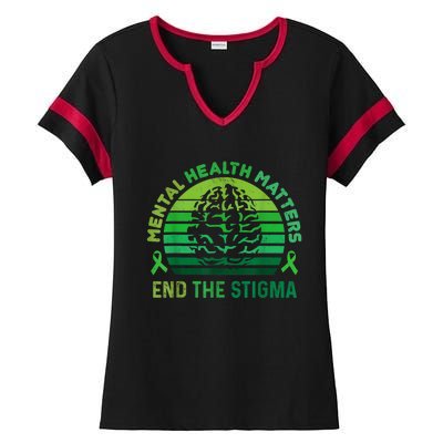 End The Stigma Mental Health Matters Mental Awareness Gifts Ladies Halftime Notch Neck Tee