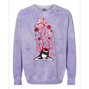 Emily The Strange Flower Power Cat Nap Colorblast Crewneck Sweatshirt