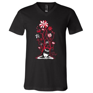 Emily The Strange Flower Power Cat Nap V-Neck T-Shirt