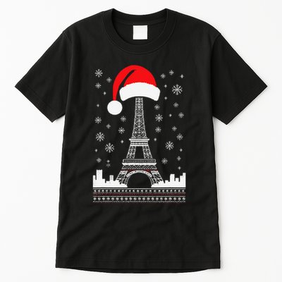 Eiffel Tower Santa Hat Funny Vintage Paris Ugly Christmas Tall T-Shirt